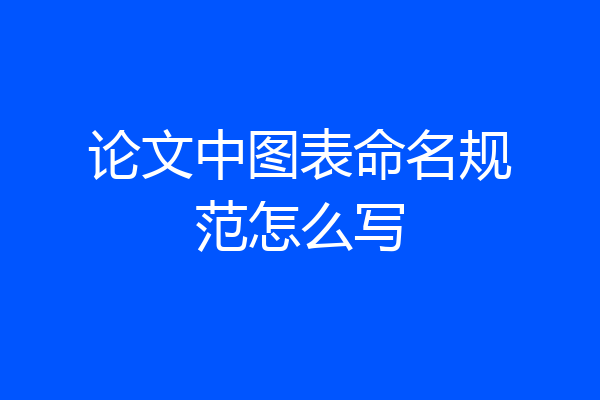 论文中图表命名规范怎么写