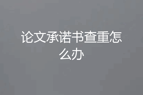 论文承诺书查重怎么办