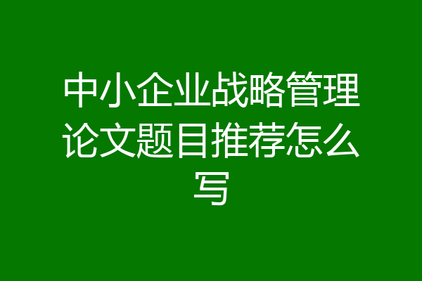中小企业战略管理论文题目推荐怎么写