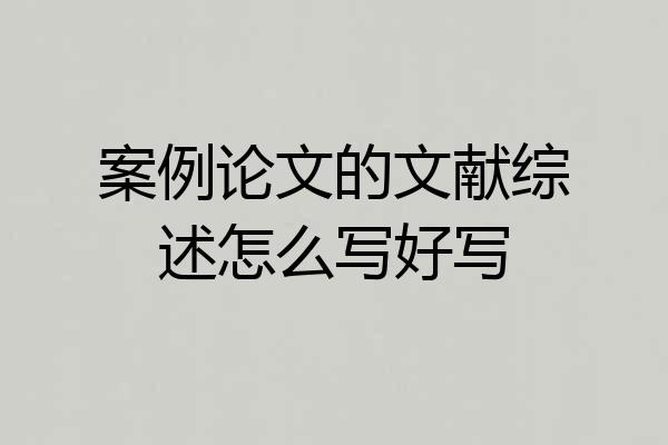 案例论文的文献综述怎么写好写