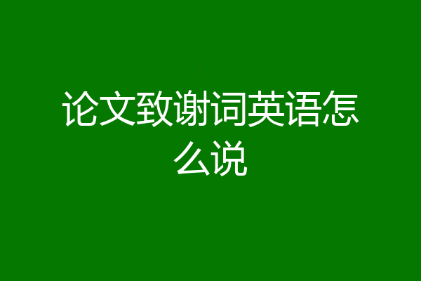 论文致谢词英语怎么说