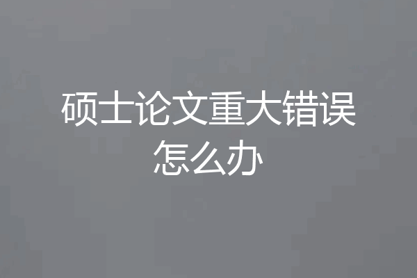 硕士论文重大错误怎么办