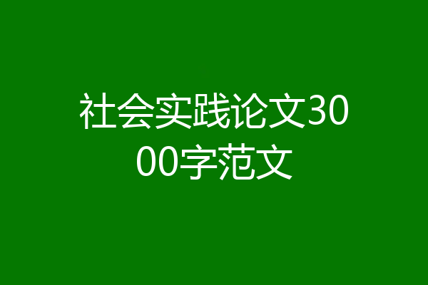 社会实践论文3000字范文