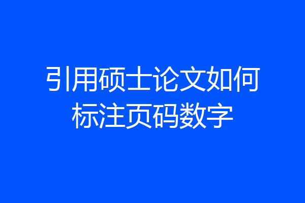 引用硕士论文如何标注页码数字