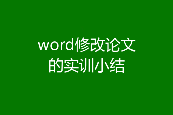word修改论文的实训小结