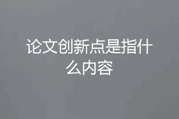论文创新点是指什么内容