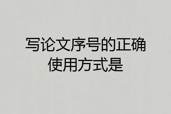 写论文序号的正确使用方式是