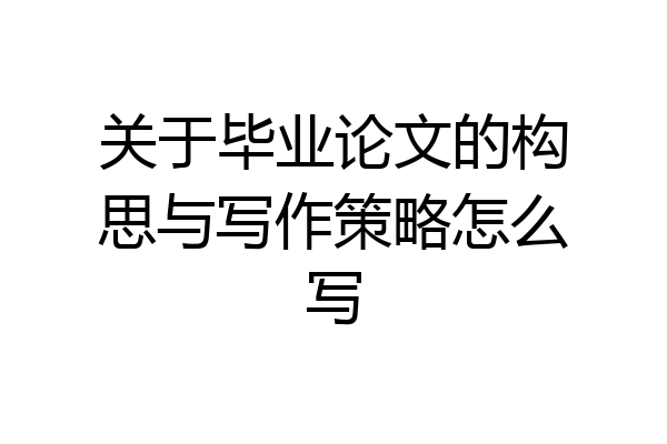 关于毕业论文的构思与写作策略怎么写