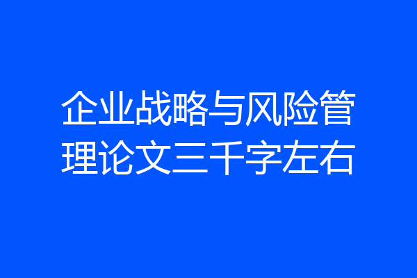 企业战略与风险管理论文三千字左右