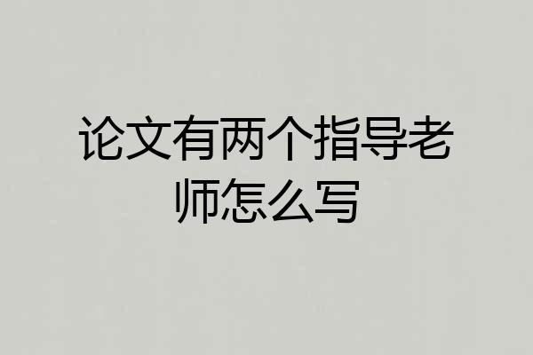 论文有两个指导老师怎么写