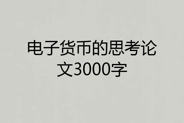 电子货币的思考论文3000字