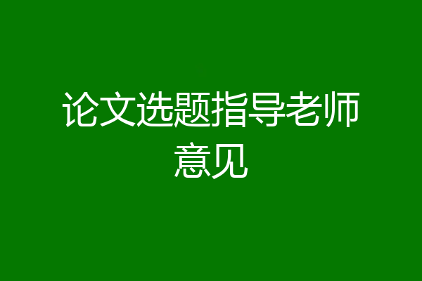 论文选题指导老师意见