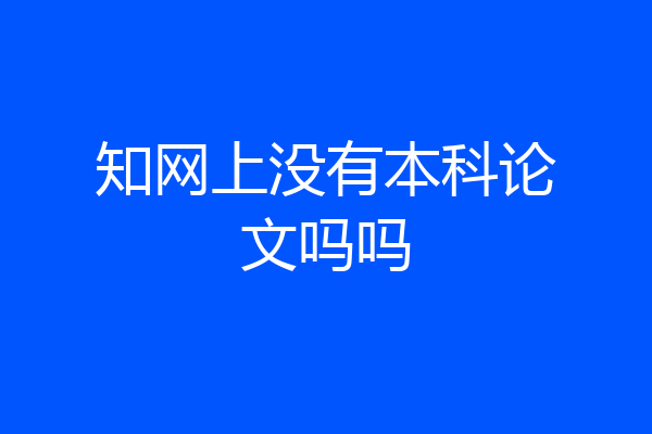 知网上没有本科论文吗吗