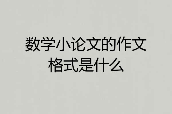 数学小论文的作文格式是什么