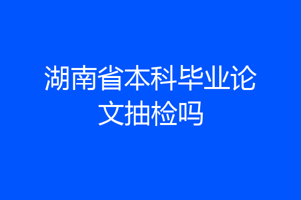 湖南省本科毕业论文抽检吗