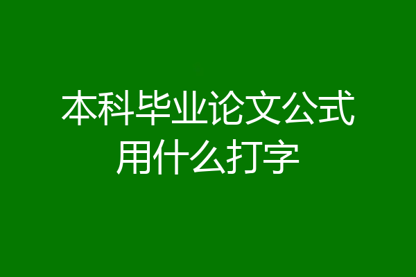 本科毕业论文公式用什么打字