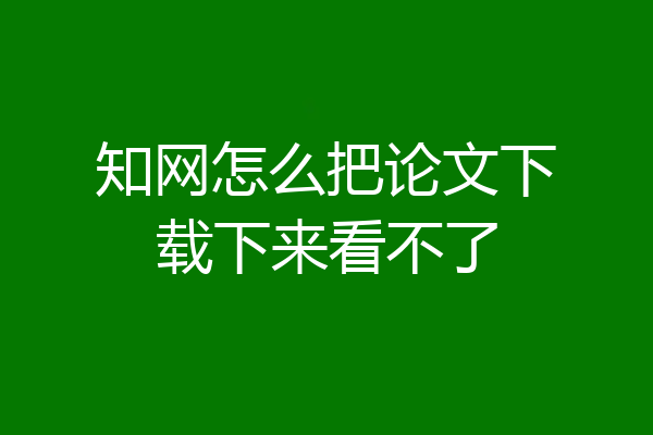 知网怎么把论文下载下来看不了