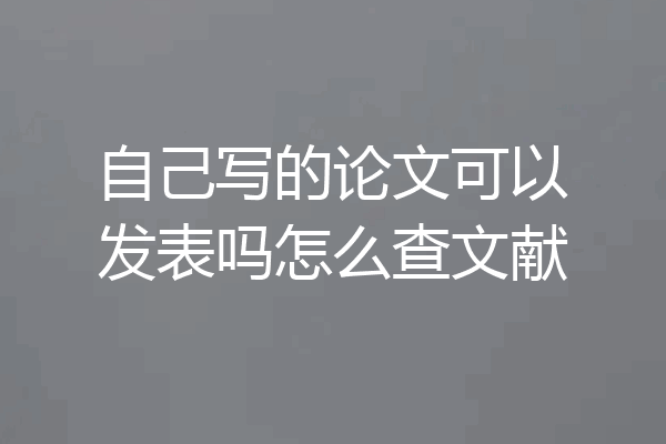 自己写的论文可以发表吗怎么查文献
