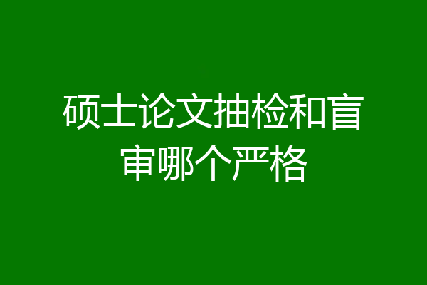 硕士论文抽检和盲审哪个严格