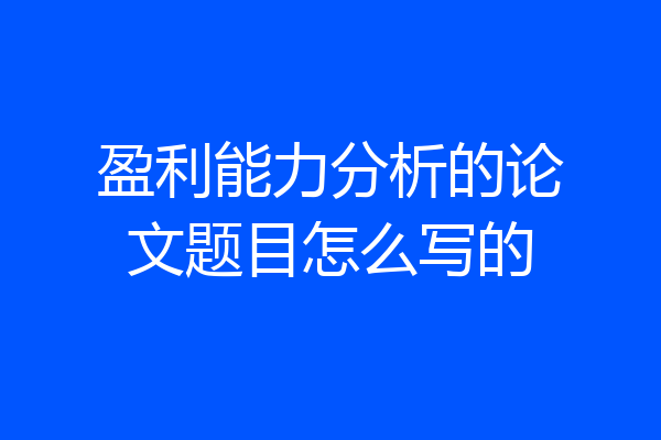 盈利能力分析的论文题目怎么写的
