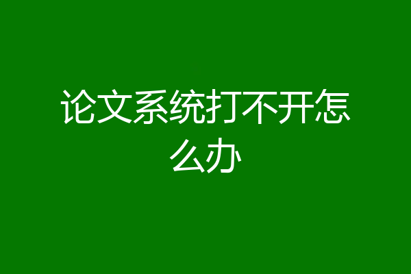 论文系统打不开怎么办