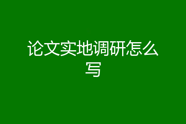 论文实地调研怎么写