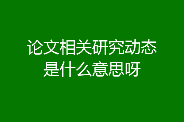 论文相关研究动态是什么意思呀