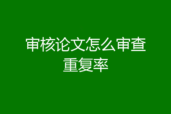 审核论文怎么审查重复率