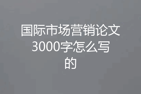 国际市场营销论文3000字怎么写的