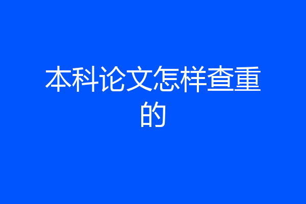 本科论文怎样查重的