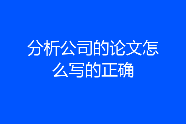 分析公司的论文怎么写的正确