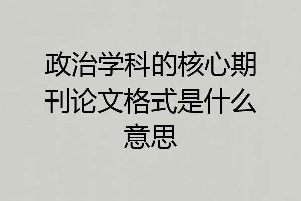 政治学科的核心期刊论文格式是什么意思