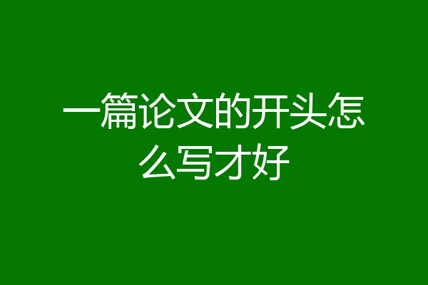 一篇论文的开头怎么写才好