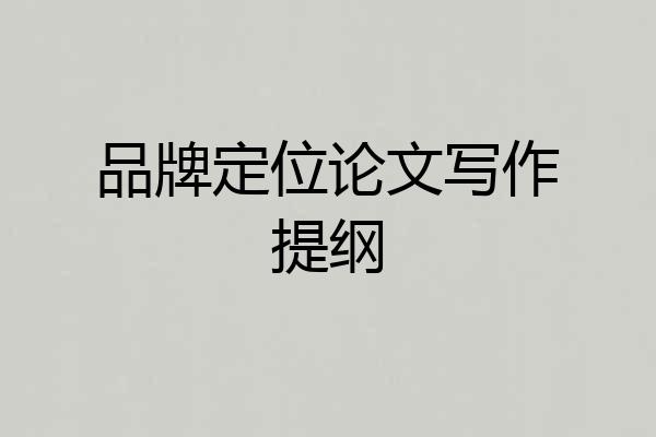 品牌定位论文写作提纲