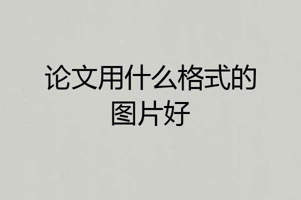 论文用什么格式的图片好