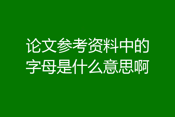 论文参考资料中的字母是什么意思啊