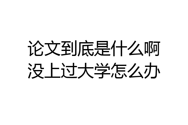 论文到底是什么啊没上过大学怎么办
