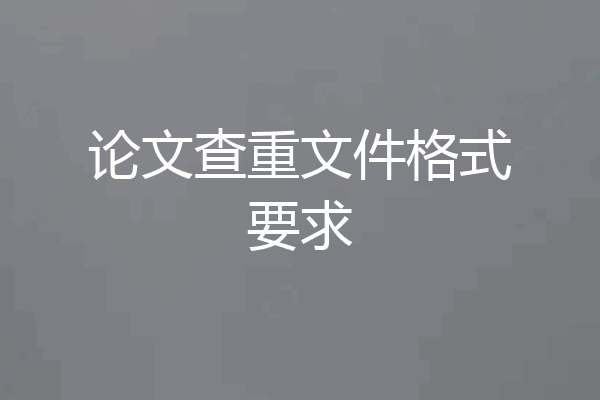 论文查重文件格式要求