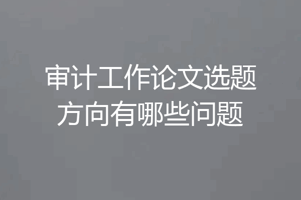 审计工作论文选题方向有哪些问题