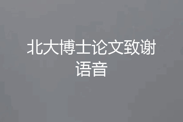 北大博士论文致谢语音