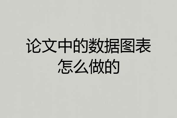 论文中的数据图表怎么做的