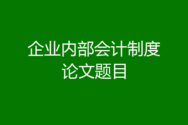 企业内部会计制度论文题目
