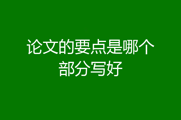 论文的要点是哪个部分写好