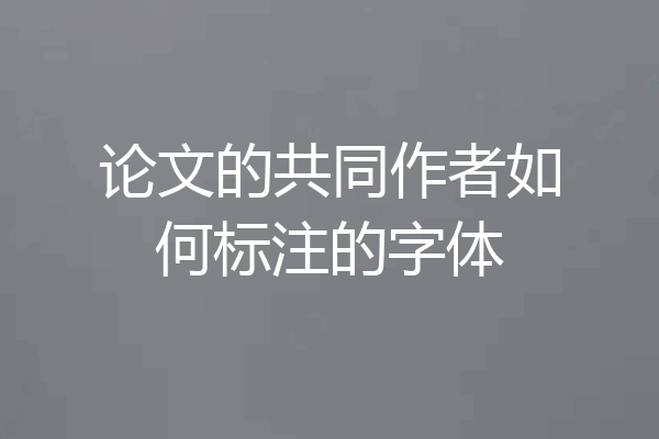 论文的共同作者如何标注的字体