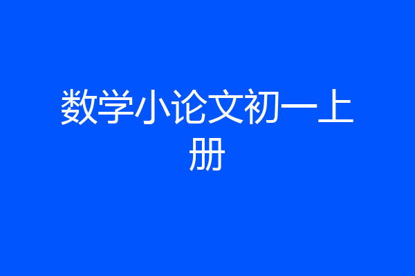 数学小论文初一上册