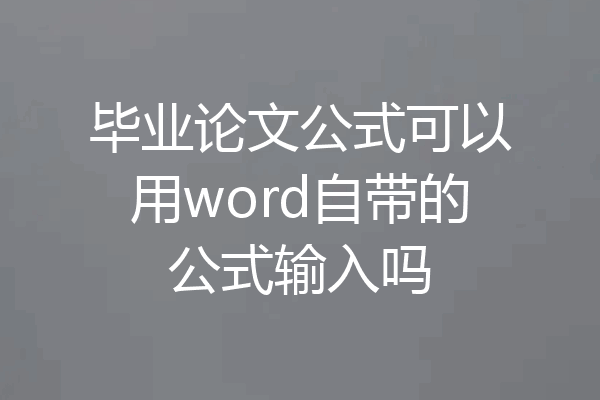 毕业论文公式可以用word自带的公式输入吗
