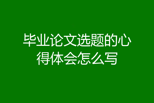 毕业论文选题的心得体会怎么写