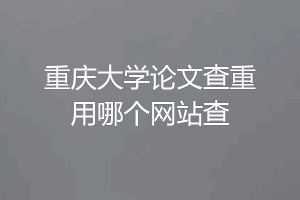 重庆大学论文查重用哪个网站查