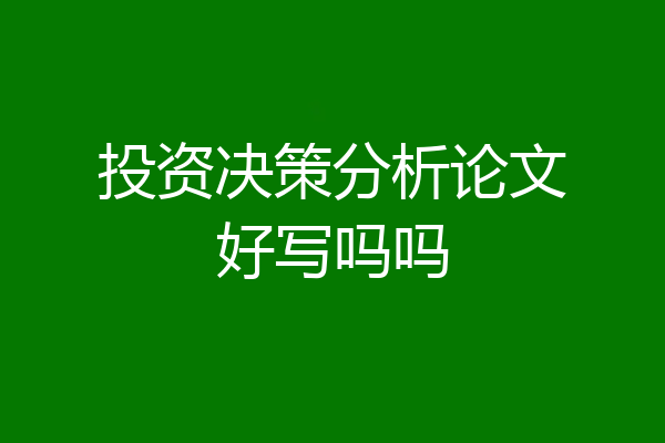 投资决策分析论文好写吗吗
