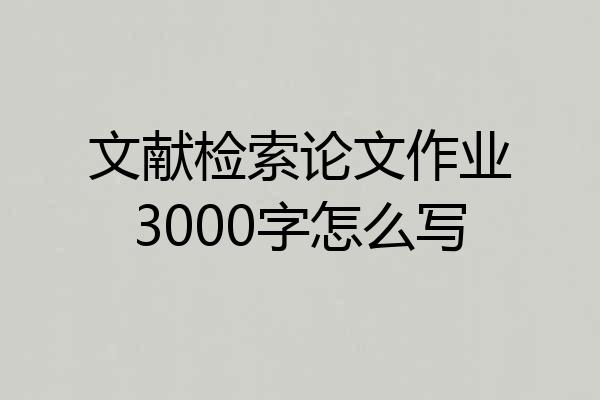 文献检索论文作业3000字怎么写